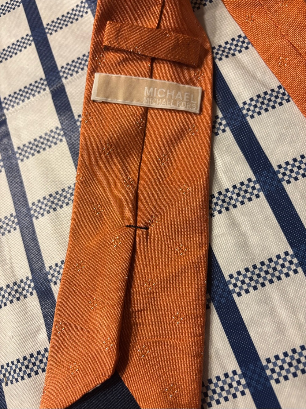 MICHAEL Michael Kors Orange Silk Tie with Subtle Dot Motif